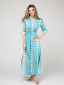The Eloise Dress | Aqua Bagru Triangle