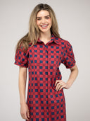 The Kris Dress | Cranberry Check Block
