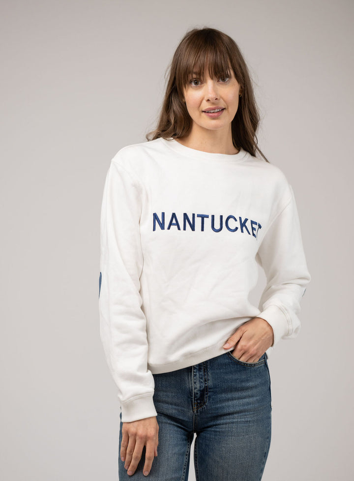 White Nantucket Hearts Crewneck Sweatshirt