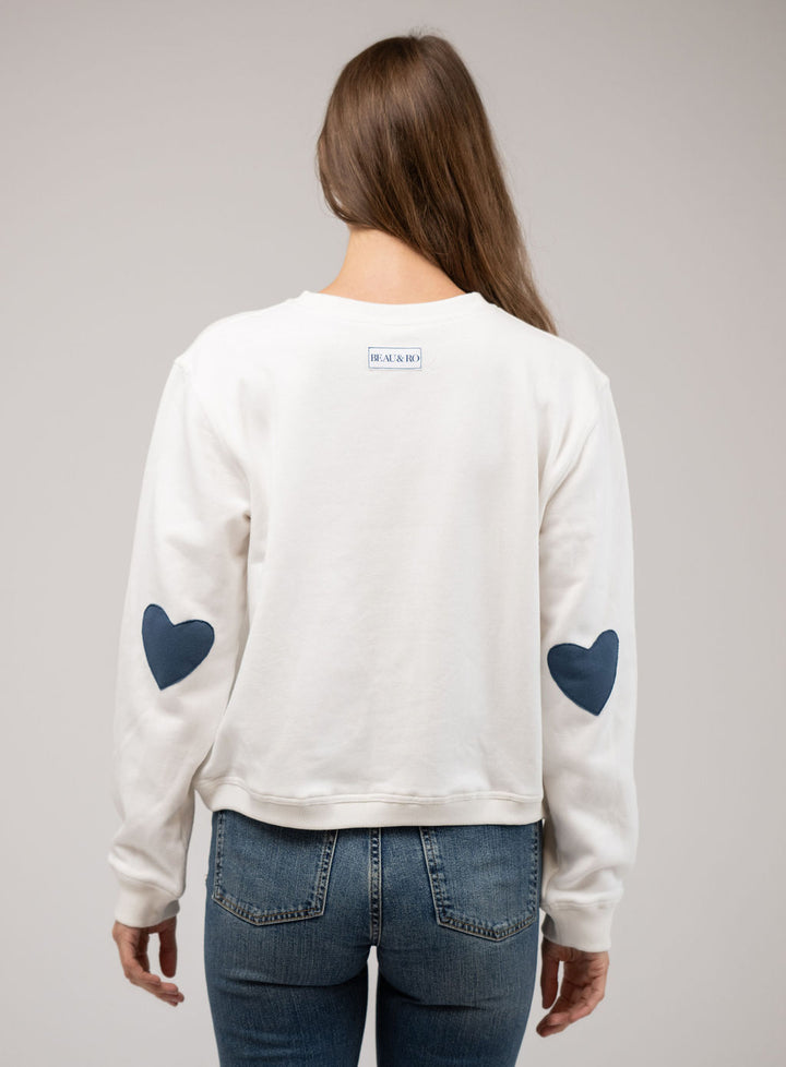 White Nantucket Hearts Crewneck Sweatshirt