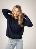 Monochrome American Flag Sweater in Navy