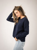 Monochrome American Flag Sweater in Navy
