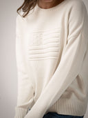 Monochrome American Flag Sweater in Ivory