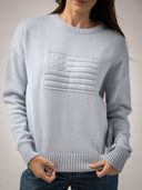 Monochrome American Flag Sweater in Light Blue