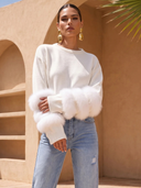 Tiers of Treaty Fur Sweater in White