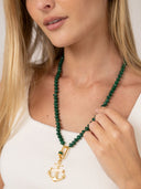 24 Inch Green Gem Necklace