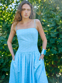 Drifter Dress in Blue Polka Dot