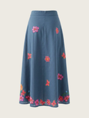 Lantana Skirt in Navy/Mexican Flower Embroidery