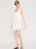 Charleston Tank in White Embroidered Deco