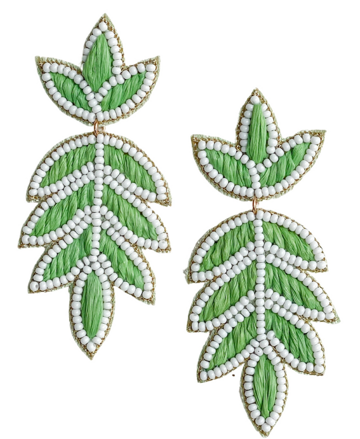 Lilly Raffia Earrings in Green