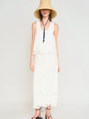 Charleston Tank in White Embroidered Deco