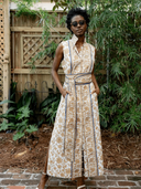 Sleeveless Marrakech Kaftan in Chino/Navy Vintage Lily