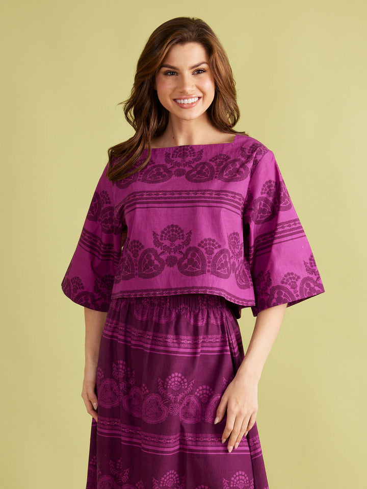 Angie Top in Garden Motif