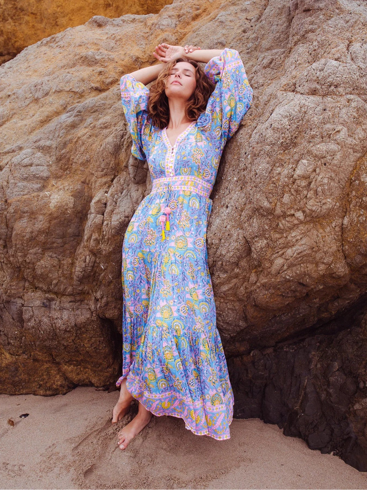 Clover Maxi in Blue Yellow Print