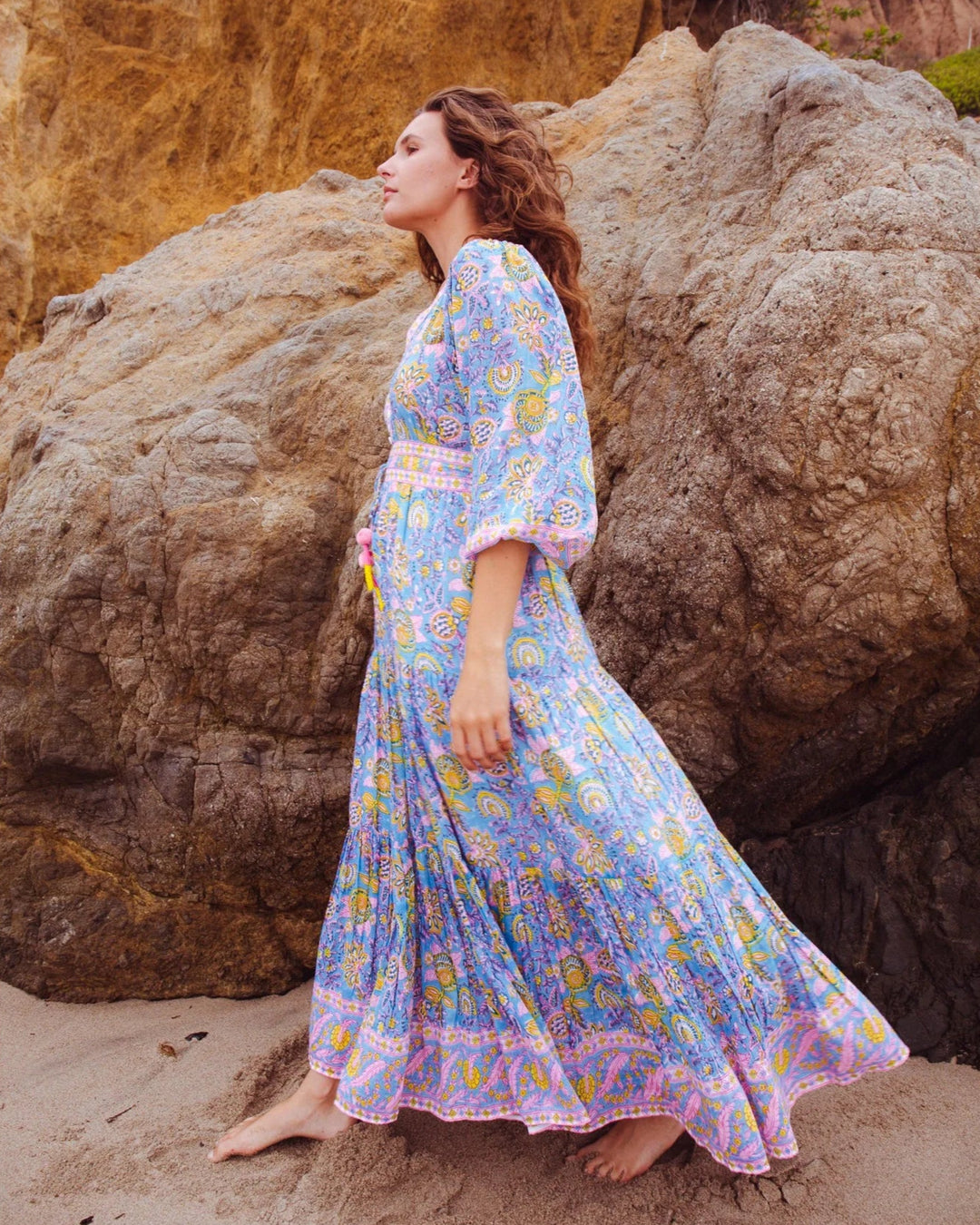 Clover Maxi in Blue Yellow Print