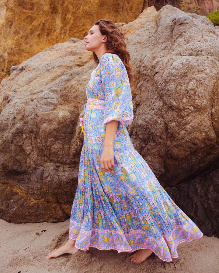 Clover Maxi in Blue Yellow Print