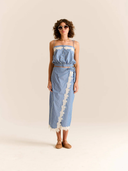 The Loren Skirt in Lace Blue Stripes