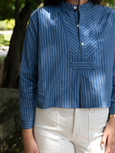 Wyn Blouse in Cadet Stripe Blue