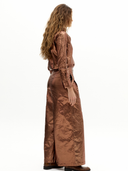 Culotte Metallic Linen Pants in Chocolate
