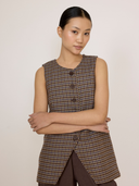 Long Line Vest in Wool Plaid