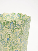 Hand-Marbled Scallop Waste Bin in Seaglass Peacock