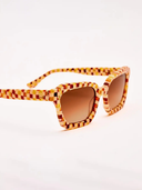 Demi Toasted Moxie Checkered Square Sunglasses