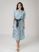 The Jane Midi Dress | Blue Mughal Block