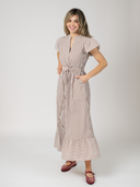The Flutter Midi Dress | Brown Stripe