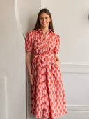 Lizzie Midi Dress in Brandied Apricot & Ginger Blockprint
