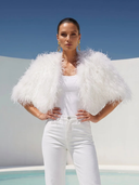 The Obsession Feather Cape in White