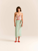 The Loren Skirt in Green Stripe