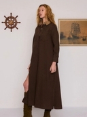 Cigar Denim Opera Dress in Brown
