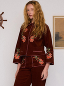 Sadie Embroidered Jacket in Burgundy