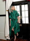 Leela Hostess Kaftan in Emerald Green Silk Taffeta