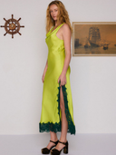 Cowl Neck Applique Slip Dress in Citrus