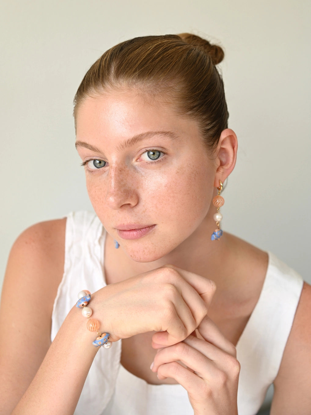 Lana Hand Blown Glass and Freshwater Pearl Fish Earrings