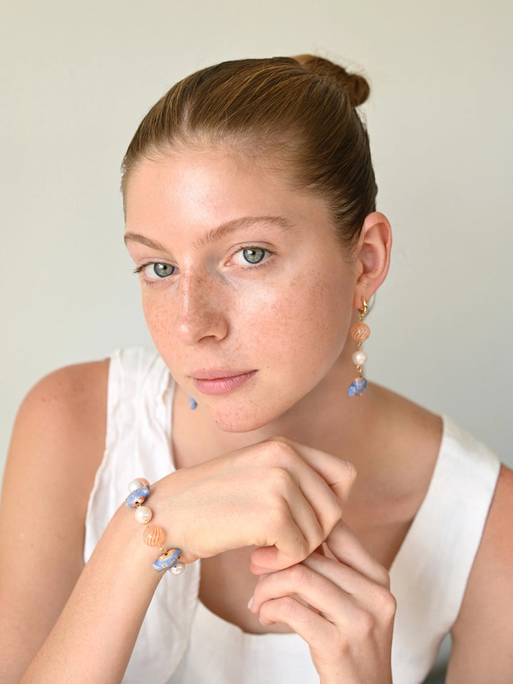 Lana Hand Blown Glass and Freshwater Pearl Fish Earrings