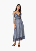 Janaya Chiffon Maxi Dress in Blue Gingham