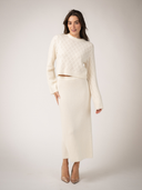 The Pointelle Sweater + Winter Skirt Set in Ivory