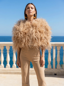 The Obsession Feather Cape in Tan