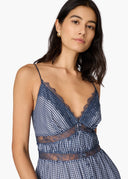 Janaya Chiffon Maxi Dress in Blue Gingham