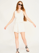 Charleston Tank in White Embroidered Deco