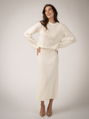 The Pointelle Sweater + Winter Skirt Set in Ivory
