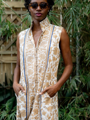 Sleeveless Marrakech Kaftan in Chino/Navy Vintage Lily