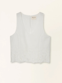 Charleston Tank in White Embroidered Deco