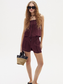 Mei Linen Top in Deep Merlot