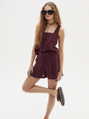 Mei Linen Top in Deep Merlot