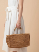 Medium Clipa Raffia Beach Tote Bag in Caramel