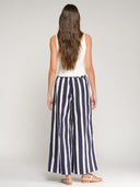 Navy Striped Pleated Pants
