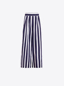 Navy Striped Pleated Pants